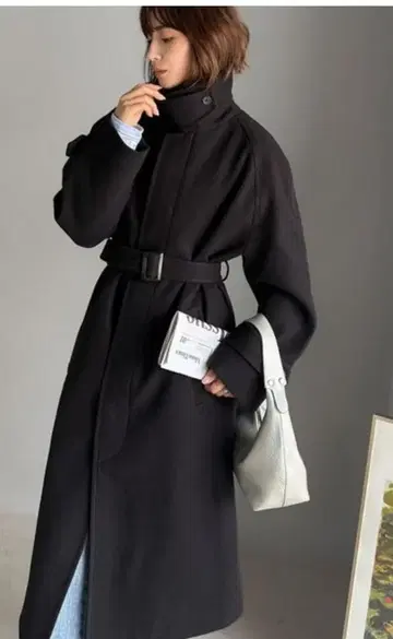 블랙 벨트 포함 롱 코트