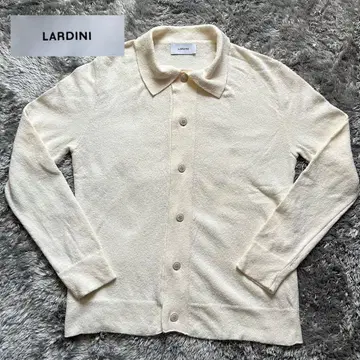 LARDINI 코튼 니트 부클레 셔츠 가디건 XS 아이보리