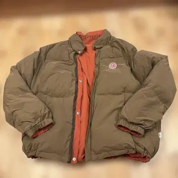 Perushu 리버서블 다운 자켓 브라운 오렌지