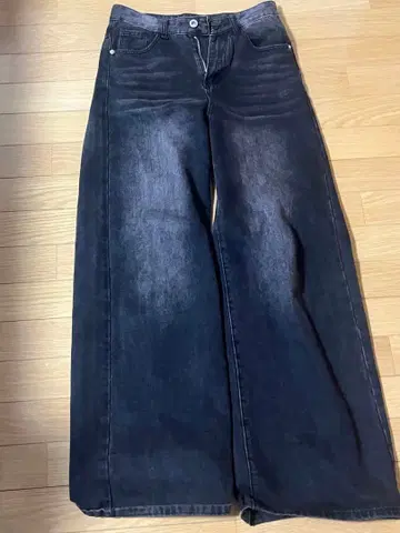 다크 데님 와이드 레그 팬츠