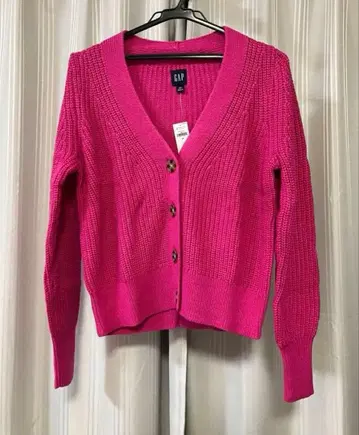 [ 새상품 ] [ 갭 ] 코튼 가디건 네온 핑크
