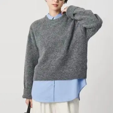 [ 새상품 ] UNITED ARROWS 와이드 슬리브 풀오버 니트 그레이