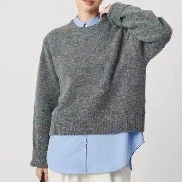 [ 새상품 ] UNITED ARROWS 와이드 슬리브 풀오버 니트 그레이