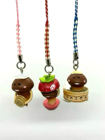 지역 한정 너구리 스트랩 온천 도치기 딸기 스트랩 3종 세트