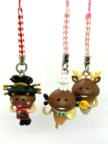 지역 한정 너구리 스트랩 나라 사슴 이나바의 흰 토끼 오이란 스트랩 세트