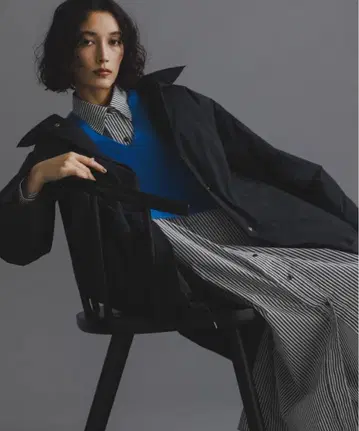 NANO universe 니시카와 다운 미들 기장 백 턱 코트