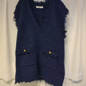 relume 네이비 니트 베스트 프린지 가공