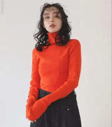 [택 포함 새상품] LIAN 하이 게이지 리브 터틀 니트