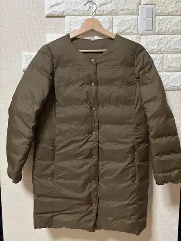새상품급 무인양품 노카라 다운 코트 브라운 M 사이즈
