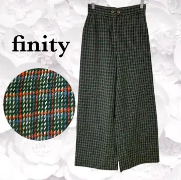 [피니티] 와이드 팬츠/하의 [M] 그린 체크 레트로 가을/겨울