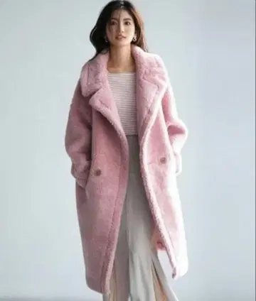 SAISON DE PAPILLON 보아 코트 핑크 테디베어 S 완판템