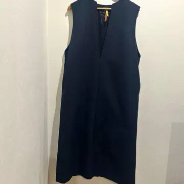 언타이틀 슬래시 넥 오버롤 스커트 원피스 네이비 2L