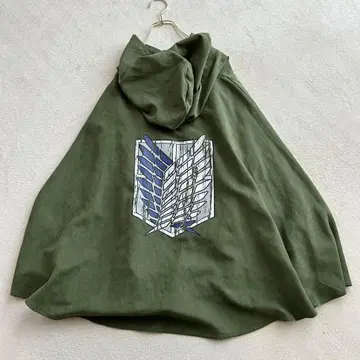USJ 진격의 거인 조사병단 후드 부착 판초 망토 카키 원사이즈
