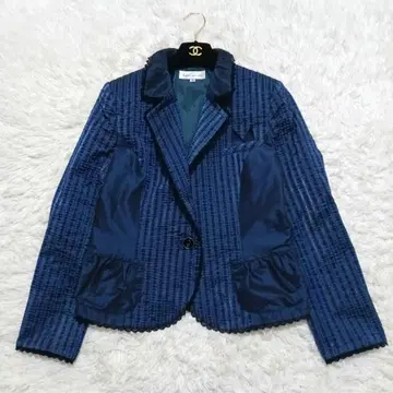 L'arc-en-ciel 테일러드 자켓 스트라이프 절개 블루 계열