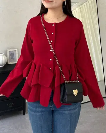 소매 프릴 니트 가디건