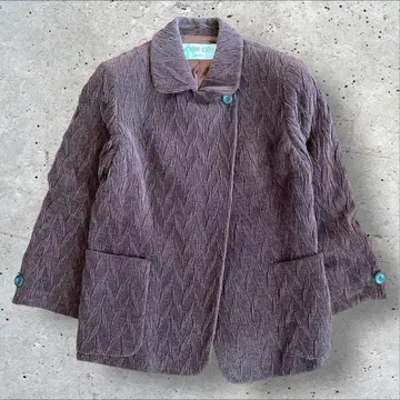 자켓 브라운 주름 가공 구제 의류 레트로