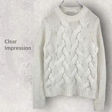 [클리어 임프레션] 니트 스웨터 M 케이블 니트 쿨넥 겨울 의류
