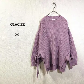 그라시아 니트 스웨터 리본 퍼플 여성용 긴팔