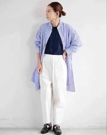 Gymphlex 스트라이프 윙카라 롱 셔츠 14