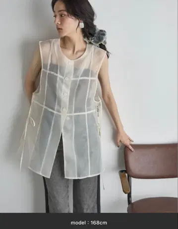 THEyOn 사이드 리본 시어 오간자 베스트