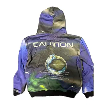 우주 디자인 후드 부착 크롭 후드티