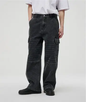 KZM 사시코 아웃포켓 데님 팬츠 블랙