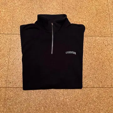 하프 지퍼 반팔 셔츠 블랙