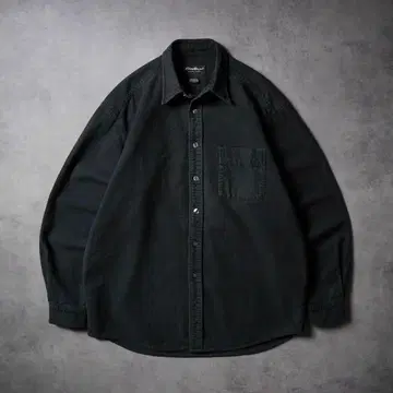 90~00s Eddie Bauer 샤모아 크로스 플란넬 셔츠 블랙