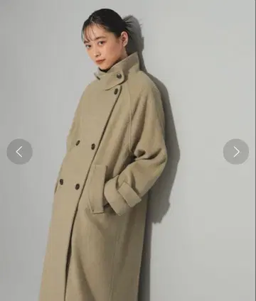 Ray BEAMS 스탠드 카라 더블 코트