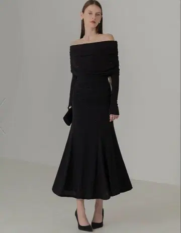 스톤 숄더 암커버 부착 2way 머메이드 원피스