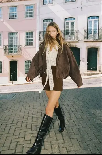 스웨이드 느낌 봄버 자켓 S 사이즈 ZARA