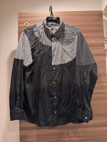 FRAPBOIS 스트라이프 도트 패치워크 긴팔 셔츠