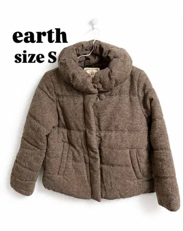 earth 아스 브라운 후드 부착 패딩 자켓 코트