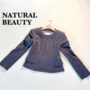 내추럴 뷰티 노카라 자켓 38 그레이 모 100%