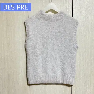 데프레 DES PRE 폭스 캐시미어 크루넥 베스트 새상품급