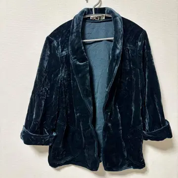 ACT III 다크 그린 벨벳 블레이저 벨로아 자켓 구제 의류