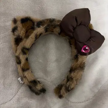 레오파드 무늬 리본 포함 머리띠