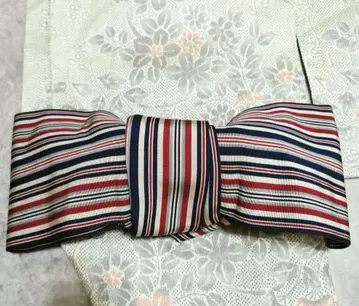 [ 하카타 오리 ] 세련된 아마 스트라이프 반폭 오비