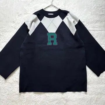 니코앤드 - 니코앤드 아가일 무늬 긴팔 니트 스웨터 네이비