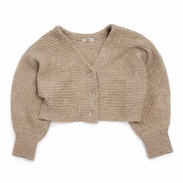 미 [ NICE CLAUP ] 숏 기장 니트 가디건 베이지 볼륨 소매