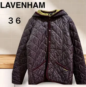 새상품급 LAVENHAM 라벤햄 퀼팅 자켓 퍼플 후드 M
