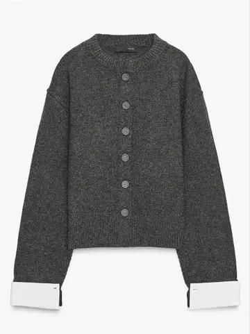 ZARA 콤비 니트 가디건 여성용 M 다크 그레이