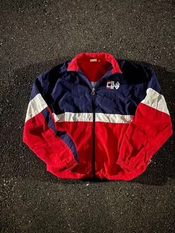 FILA 나일론 자켓 네이비/레드 짧은 기장 드로 코드