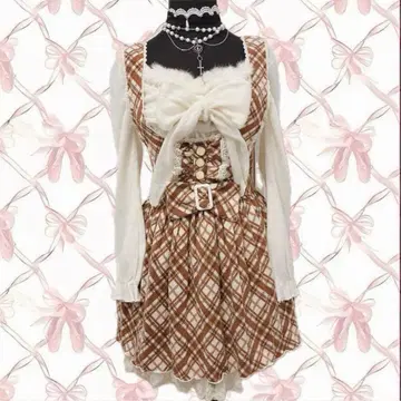 레어 헤이세이 LIZLISA 리즈리사 기모 체크 무늬 점프 스커트