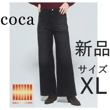 새상품 미사용 coca 속기모 데님 와이드 팬츠 블랙 XL 택 포함