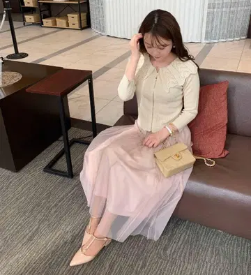 [새상품] 스캘럽 옷깃 W 지퍼 니트 상의 le reve vaniller