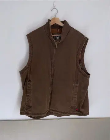 울 리치 브라운 집업 베스트 오버 사이즈 2XL 안감 플리스