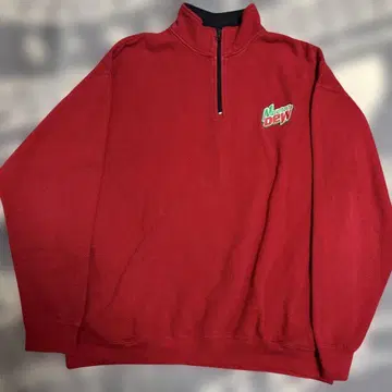 Mountain Dew 레드 하프 지퍼 맨투맨