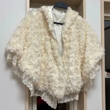 아이보리 플라워 무늬 후드 가디건