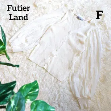 퓨티아랜드 벌룬 슬리브 가디건 V넥 시어 쉬폰 화이트